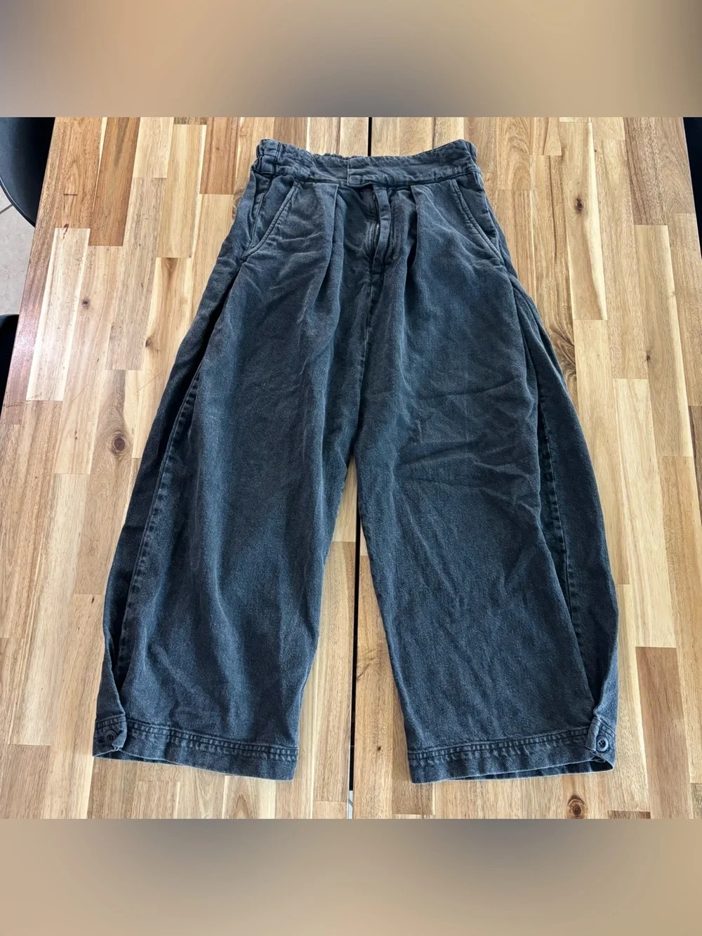 Free People Washed Black Wide-Leg Cropped Jeans